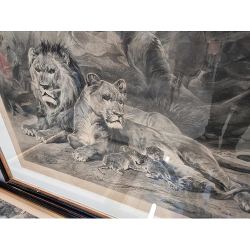 1161 - T L Atkinson after Rosa Bonheur, 'The Lions at Home', signed in pencil by the former, engraving, I.5... 