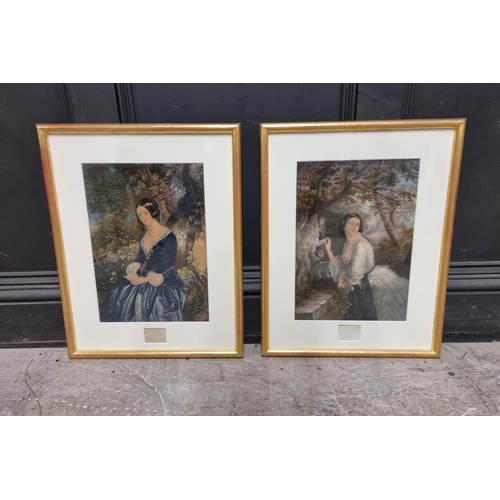 1316 - A pair of Baxter prints, 37.5 x 26cm; together with two pairs of stipple engravings. (6)... 