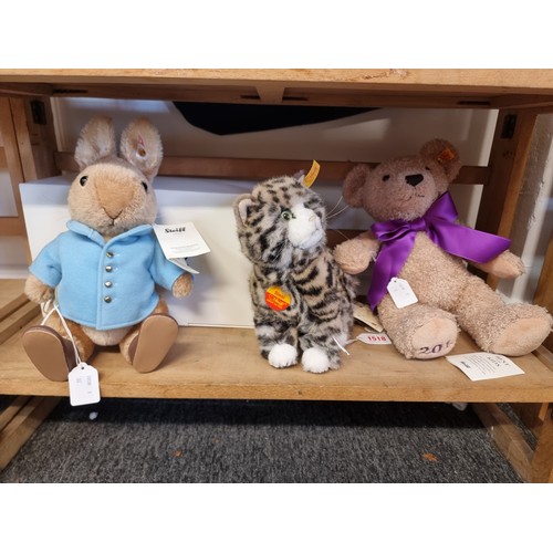 1518 - Three Steiff plush toys, to include Peter Rabbit, boxed, and Sissi Cat (3)