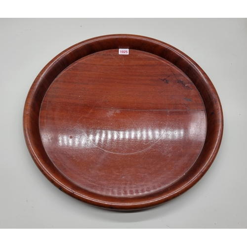 1025 - A 19th century mahogany circular galleried tray, 52.5cm diameter, (split).