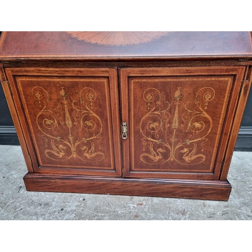 1208 - A good late Victorian mahogany and inlaid bureau bookcase, in the manner of Edwards & Roberts, 1... 