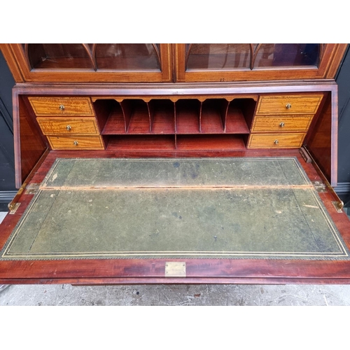 1208 - A good late Victorian mahogany and inlaid bureau bookcase, in the manner of Edwards & Roberts, 1... 