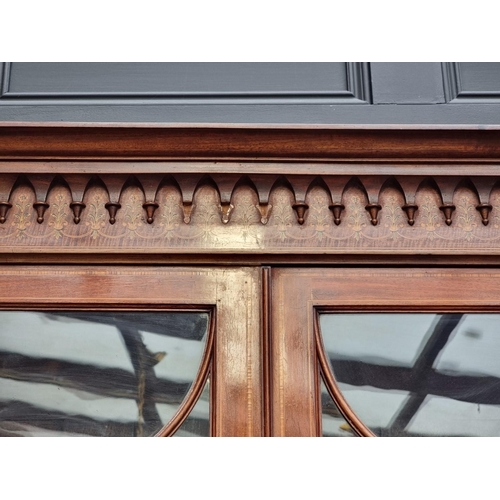 1208 - A good late Victorian mahogany and inlaid bureau bookcase, in the manner of Edwards & Roberts, 1... 