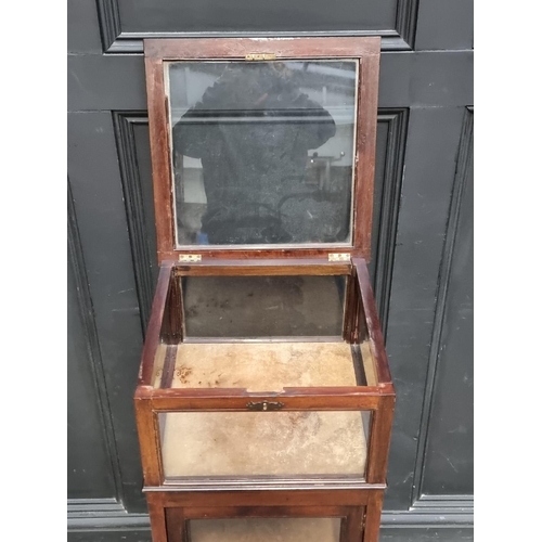 1239 - An unusual antique mahogany two tier bijouterie cabinet, 36.5cm wide.