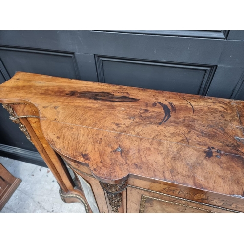 1248 - A Victorian walnut and marquetry serpentine fronted credenza, with gilt metal mounts, 190cm wide.... 