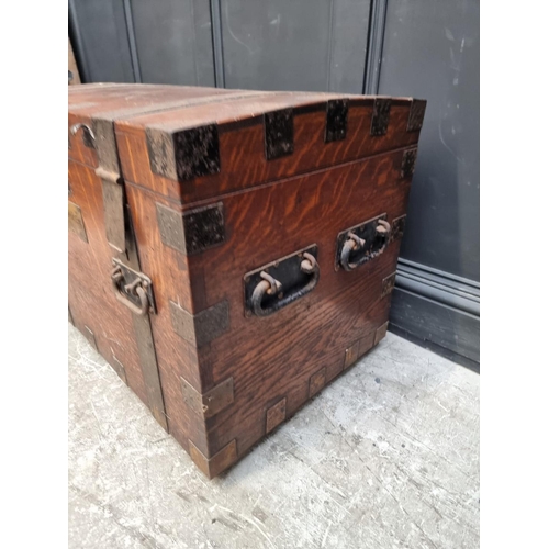 1270 - A large late Victorian oak and metal bound silver strong box, bearing brass plaque inscribed 'W.H.Mu... 