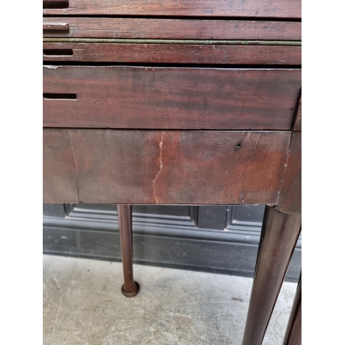 1273 - An 18th century 'red walnut' double fold-over card table, with single gateleg, 84cm wide.... 