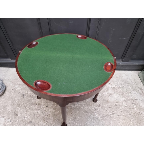 1273 - An 18th century 'red walnut' double fold-over card table, with single gateleg, 84cm wide.... 