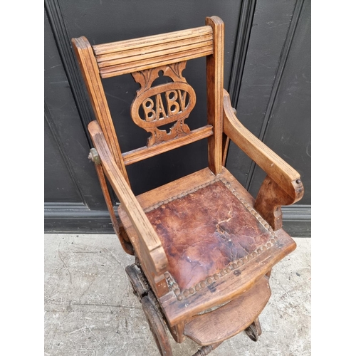 1274 - A late 19th century beech metamorphic child's highchair.