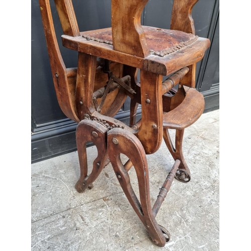 1274 - A late 19th century beech metamorphic child's highchair.