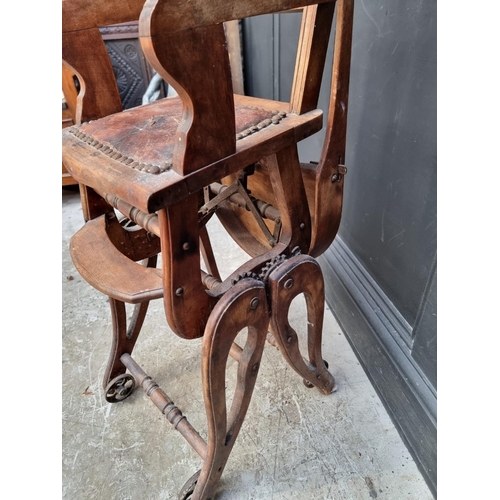 1274 - A late 19th century beech metamorphic child's highchair.