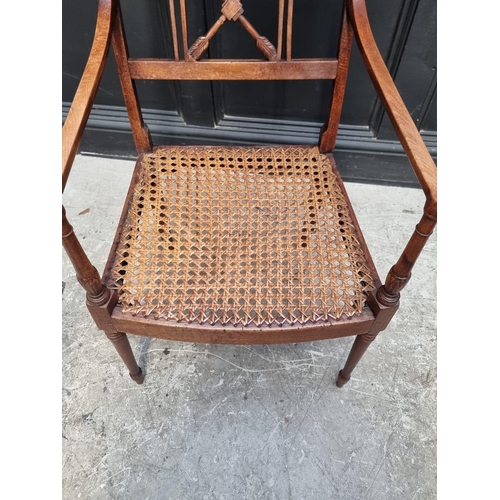 1275 - An unusual early 19th century beech elbow chair, the back with crossed arrows, possibly America... 