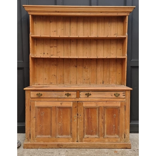 1289 - An antique pine dresser and rack, 170.5cm wide.