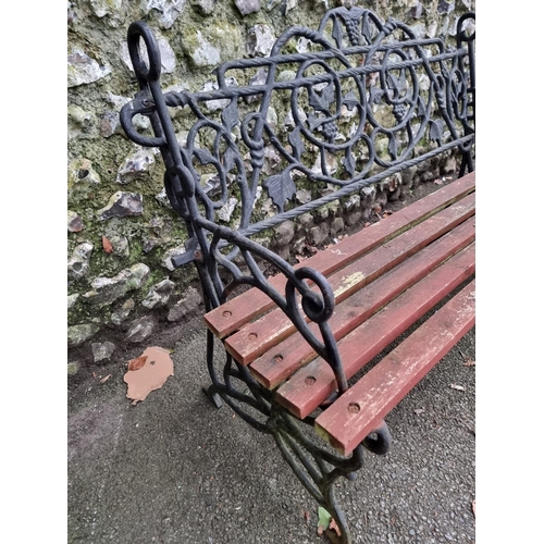 1291 - A pair of steel or cast iron garden benches, total width 122cm. (2)