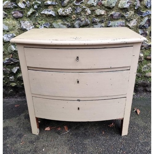 1294 - A continental cream painted pine chest of drawers, 77cm wide.