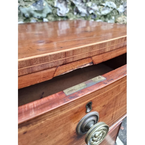 1295 - A circa 1800 mahogany and line inlaid bowfront chest of drawers, 107cm wide.