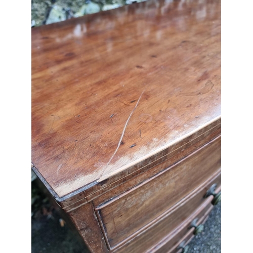 1295 - A circa 1800 mahogany and line inlaid bowfront chest of drawers, 107cm wide.