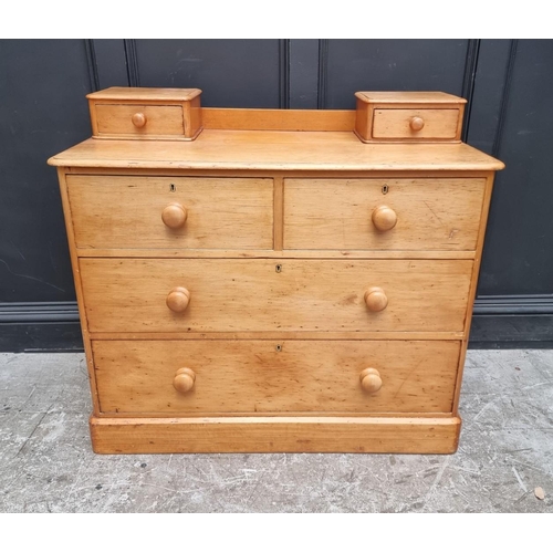 1299 - A Victorian pine mirror back chest, 105cm wide.