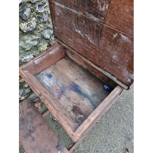 1304 - An antique pine school desk, 57cm wide.