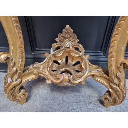 1321 - A 19th century, Louis XV style, carved giltwood and marble top console table, 97cm high x 96.5c... 