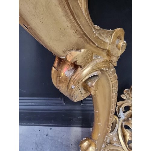 1321 - A 19th century, Louis XV style, carved giltwood and marble top console table, 97cm high x 96.5c... 