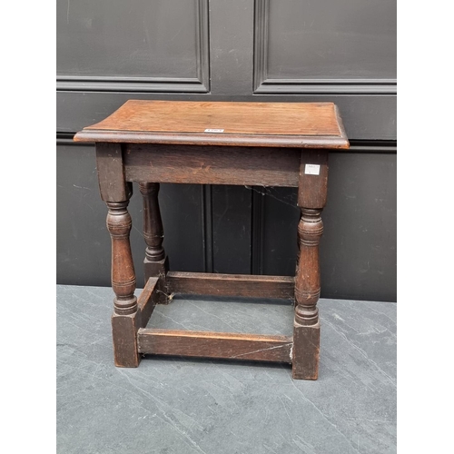 1263 - A reproduction oak joint stool, 46cm wide.