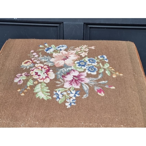 1278 - An 18th century style walnut and upholstered square stool, 54.5cm wide.