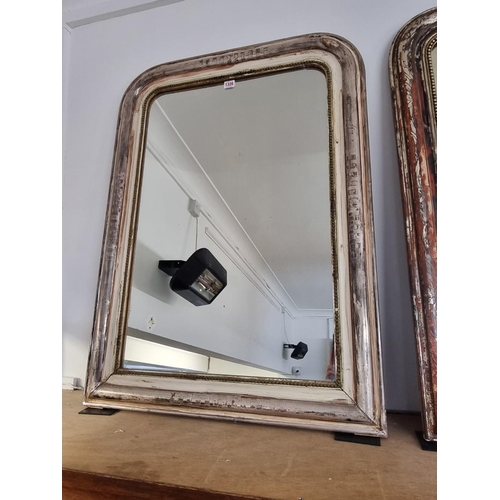 1326 - A Victorian silvered and cream painted frame overmantel mirror, 99 x 72cm.