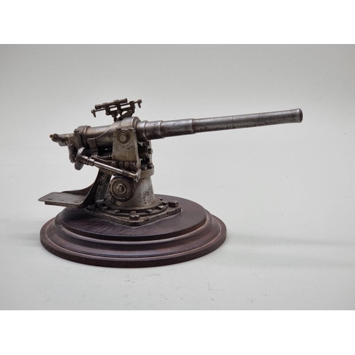 1669 - A fine 1920s scratch built model of a '6in Quick Firing Naval Gun', 22cm long; together with an orig... 