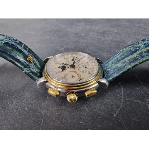 1142 - A 1990s Maurice Lacroix 'Masterpiece Phase de Lune' stainless steel and gold automatic chronograph w... 