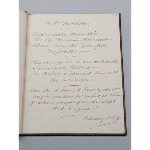 108 - ORIGINAL MANUSCRIPT VERSE BY A GEORGIAN LADY: 'Original m.s Poetry..Nugae Canorae' (so titled in gil... 