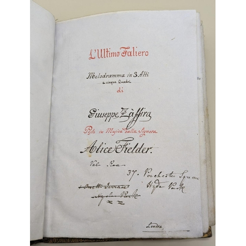 110 - UNPUBLISHED LIBRETTO: ZAFFIRA (Giuseppe, librettist): 'L'ultimo Faliero, Melodramma in 3 Atti.1873..... 