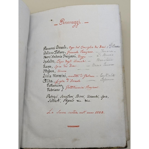 110 - UNPUBLISHED LIBRETTO: ZAFFIRA (Giuseppe, librettist): 'L'ultimo Faliero, Melodramma in 3 Atti.1873..... 