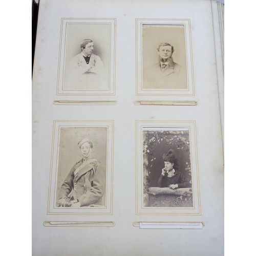 111 - CARTES DES VISITE ALBUM: large format CDV album, containing approx 108 CDV and cabinet cards, Ingram... 