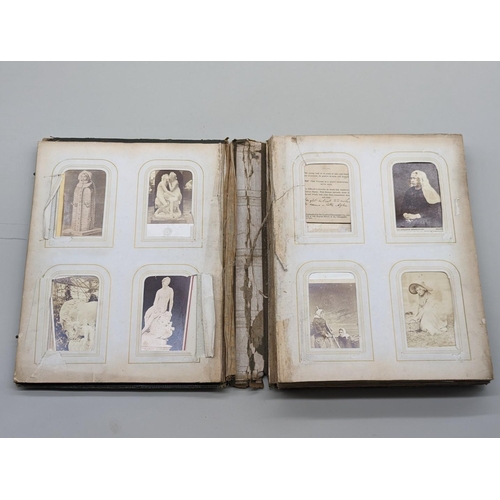 112 - CARTES DES VISITE ALBUM: containing approx 90 cdv, mostly European and British topographical, a... 