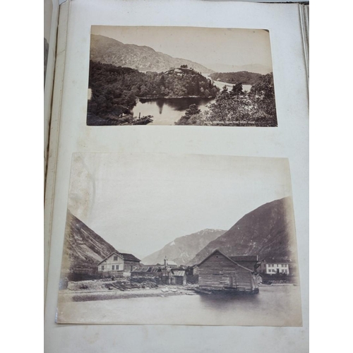 117 - PHOTOGRAPH ALBUM: 19th century album containing c.140 albumen-print photographs, broad range of... 