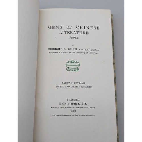 120 - GILES (Herbert): 'Gems of Chinese Literature...': Shanghai, Kelly & Walsh, 1923: 2nd editio... 