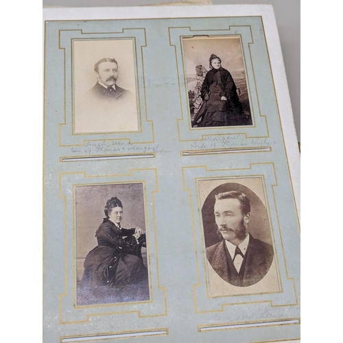 126 - CARTES DES VISITE ALBUM: a Victorian CDV album containing approx 70 cartes des visite and cabin... 