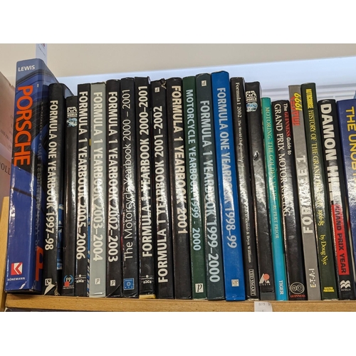 163 - MOTOR RACING: a large quantity of modern motor racing reference and related over 6 shelves, plu... 