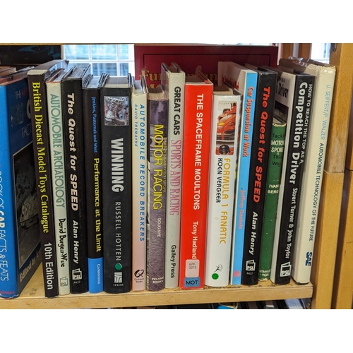 163 - MOTOR RACING: a large quantity of modern motor racing reference and related over 6 shelves, plu... 