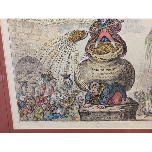 217 - GILRAY (James): 'The Sinking Fund': hand coloured engraving, 1807 (but later strike), framed an... 