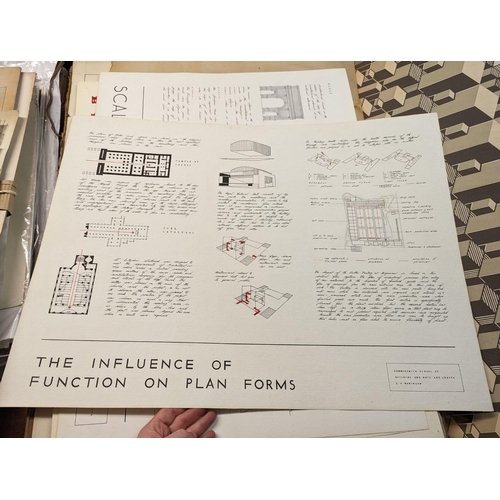 225 - ARCHITECT'S DRAWINGS: a quantity of 20th century architect's drawings and plans on card and paper, l... 