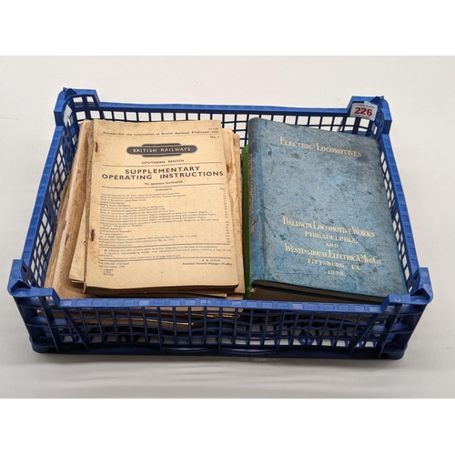 226 - RAILWAYS: a small quantity of mid-c20 railway timetables and related ephemera, plus an 1896 cat... 