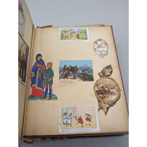 238 - SCRAPBOOKS: a group of 3 19th century scrapbooks, an earlier example containing cut hand coloured en... 