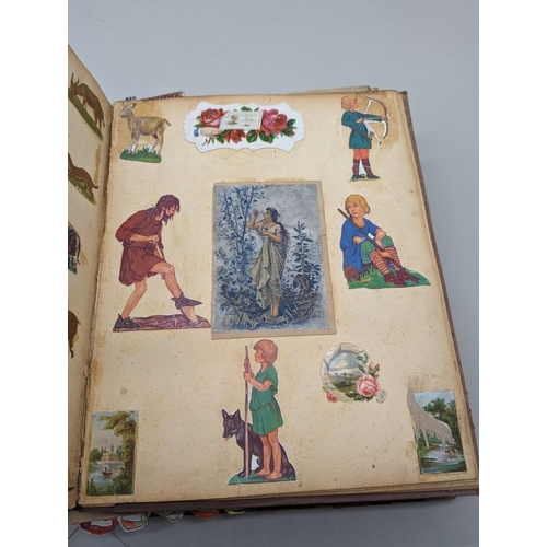 238 - SCRAPBOOKS: a group of 3 19th century scrapbooks, an earlier example containing cut hand coloured en... 