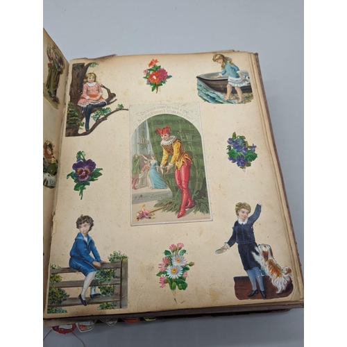 238 - SCRAPBOOKS: a group of 3 19th century scrapbooks, an earlier example containing cut hand coloured en... 