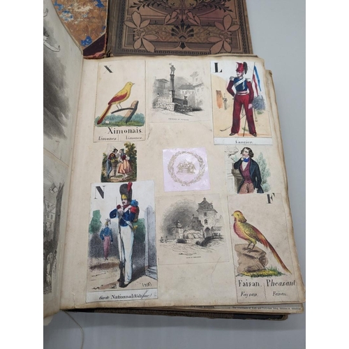 238 - SCRAPBOOKS: a group of 3 19th century scrapbooks, an earlier example containing cut hand coloured en... 