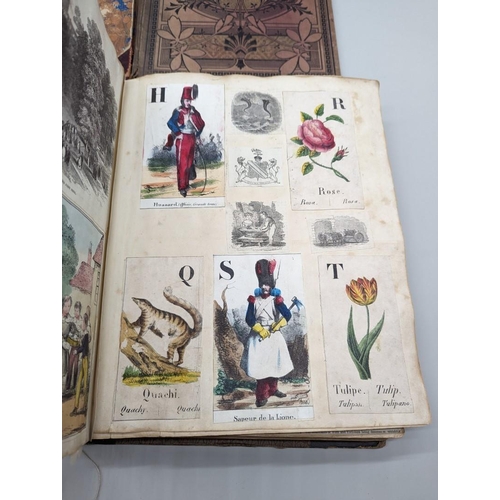 238 - SCRAPBOOKS: a group of 3 19th century scrapbooks, an earlier example containing cut hand coloured en... 