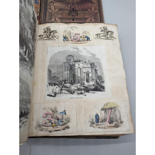 238 - SCRAPBOOKS: a group of 3 19th century scrapbooks, an earlier example containing cut hand coloured en... 