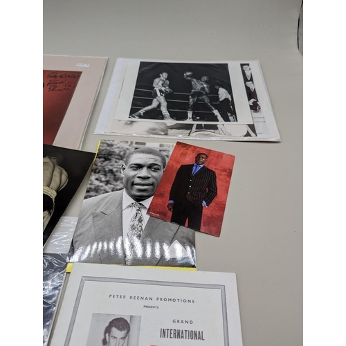 254 - BOXING: small quantity of photographs and boxing programmes, inc. signed full length portrait o... 